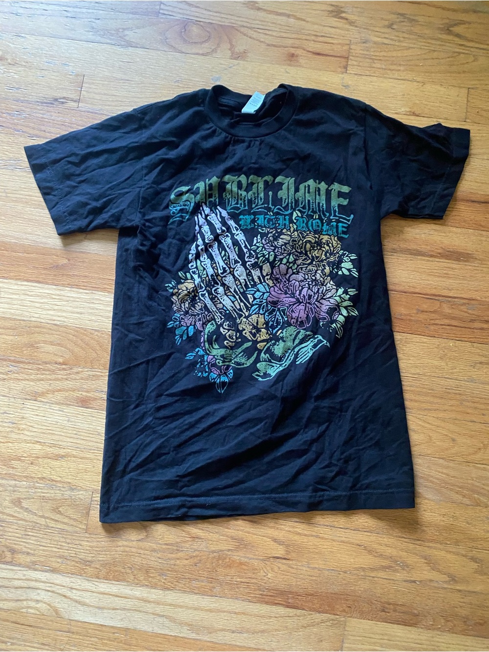 Sublime W/ Rome 2022 Floral Praying Skeleton Hands Band Tour Dates Shirt Wmns S